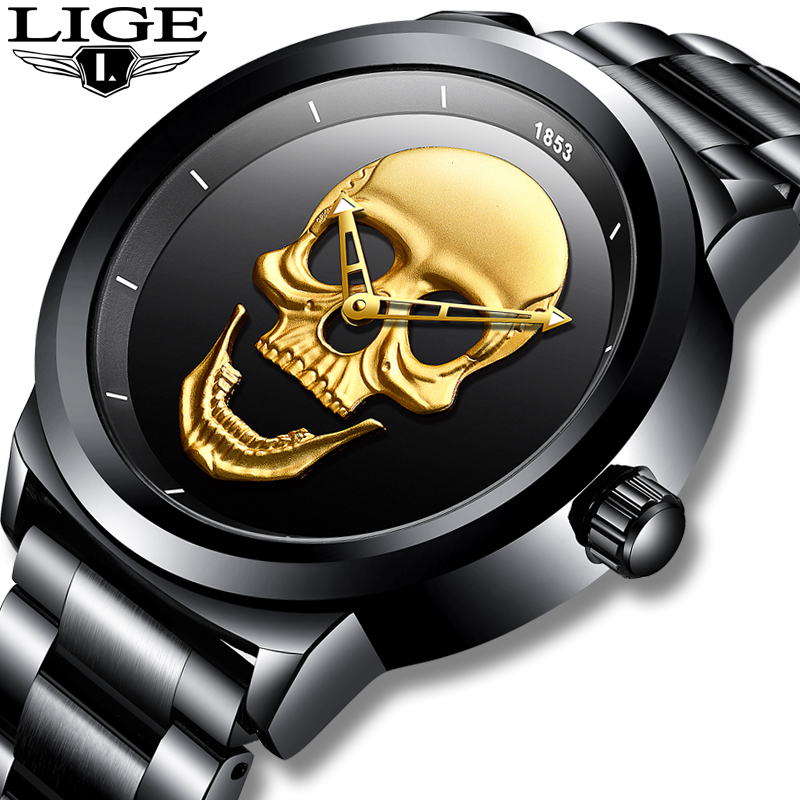 Luxury Watch Name - Lige-男性用ステンレススチールスポーツ腕時計,クォーツ時計,耐水性,男性用
