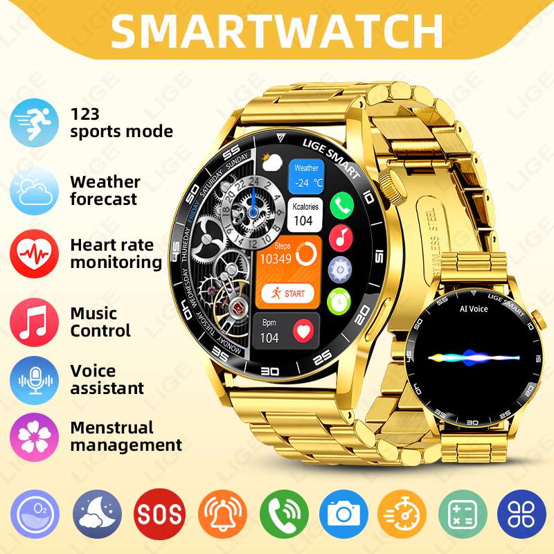 Luxury Watch In The World - LIGE 高級スマートウォッチ 男女兼用 BT通話対応 メンズ腕時計 IP68防水