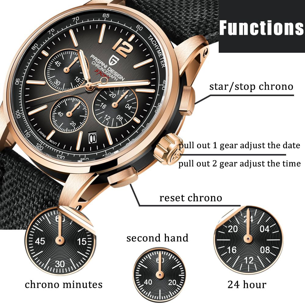 Luxury Quartz Watch Brands - パガーニデザイン 新品 メンズ腕時計 41mm クロノグラフ 100M防水腕時計