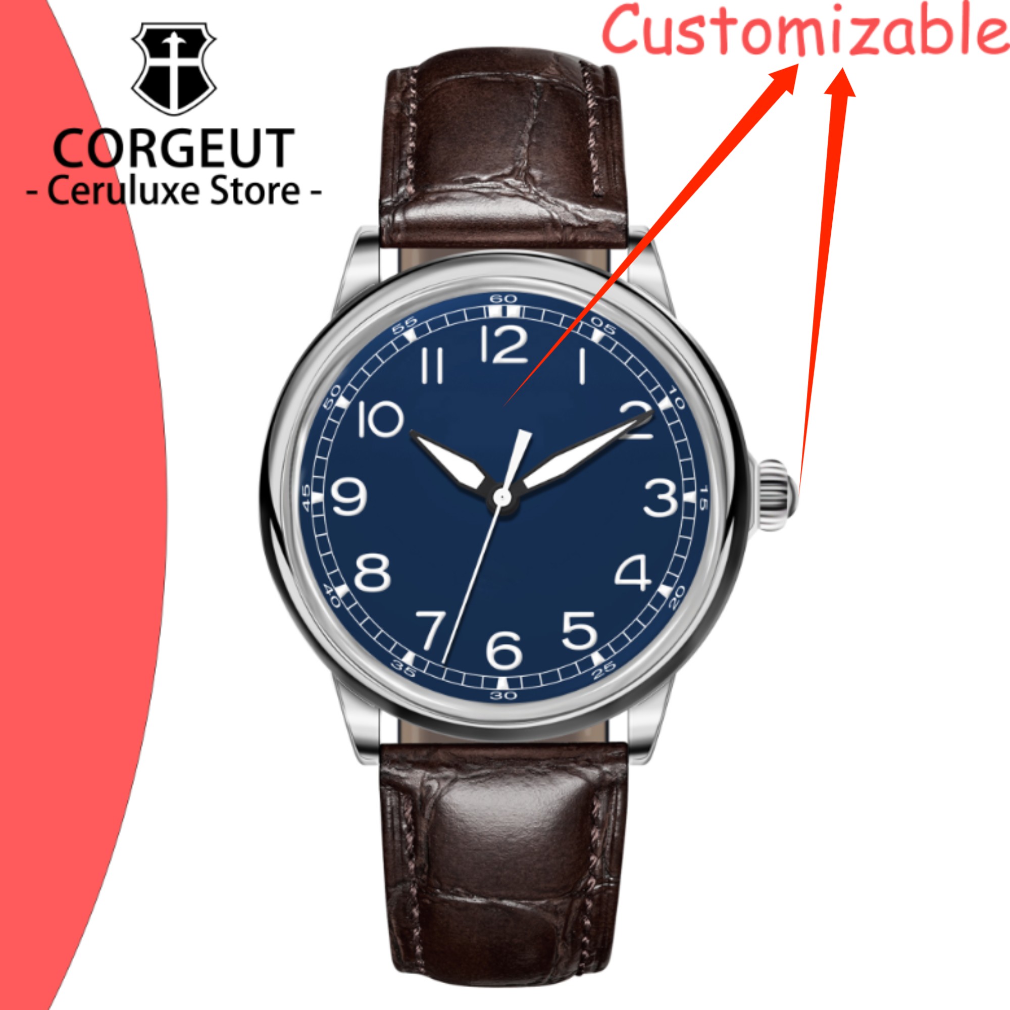 Luxury Watch Logo - カスタムロゴ 41mm MIYOTA8215 自動巻き高級腕時計 メンズ ビジネス