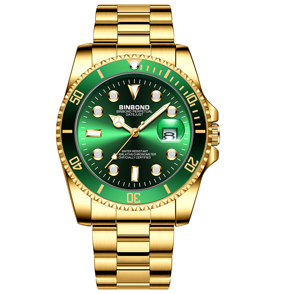 Luxury Watch Name - BINBOND オリジナルブランド。高級感あふれる、夜光機能付き、防水仕様の自動日付表示機能を備えた、男性用クォーツ時計。カジュアルなデザインで、送料無料。