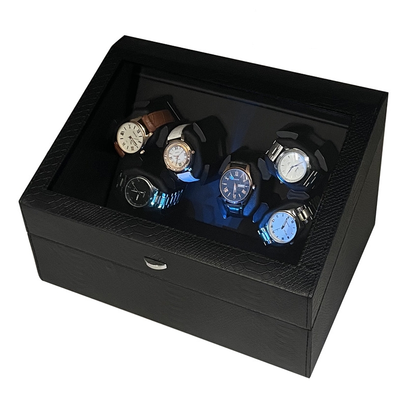 Luxury Watch Winder Box - ウォッチワインダー自動時計ボックス静かなモーター USB Led PU レザー機械式時計ボックス可変速度
