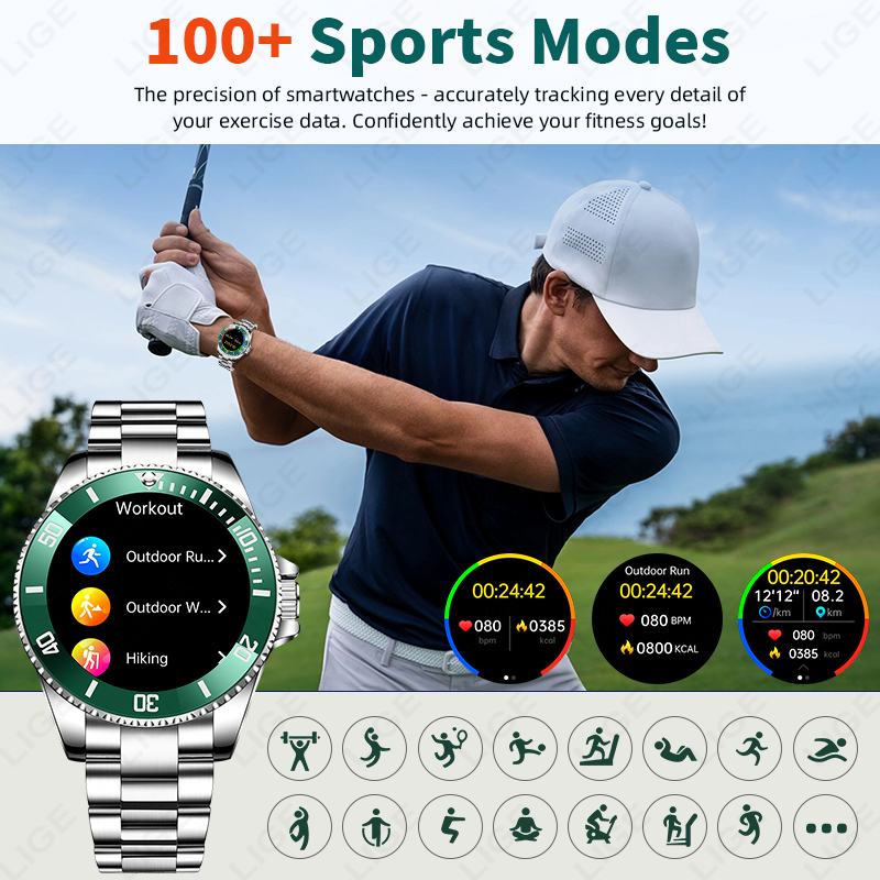 LIGE 新しいスマートウォッチメンズ Bluetooth  - Luxury Watch In The World のレビューと価格
