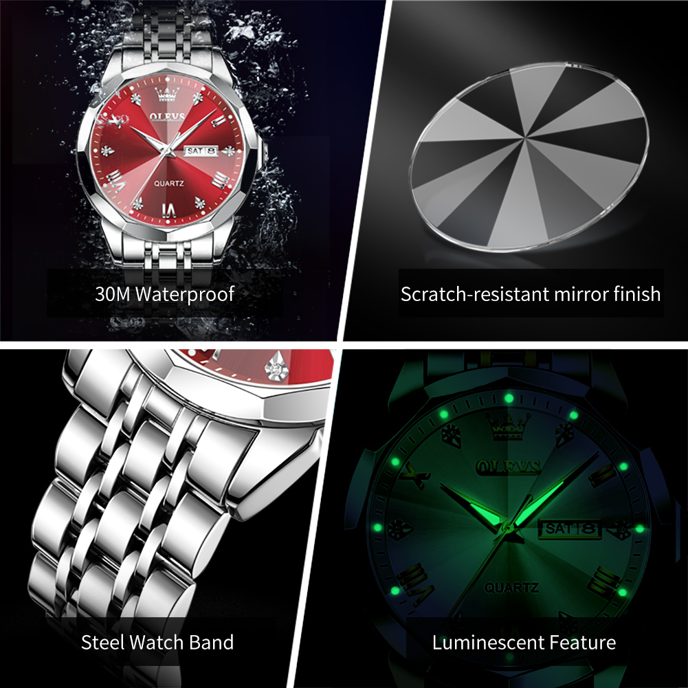 OLEVS ブランドオリジナルビジネスメンズクォーツ時計ウィ - Luxury Watch Name のレビューと価格