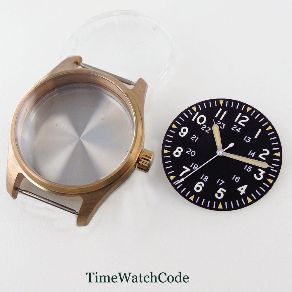 39 ミリメートルパイロットダイバーウォッチケースソリッドブ - Bronze Case Watch のレビューと価格