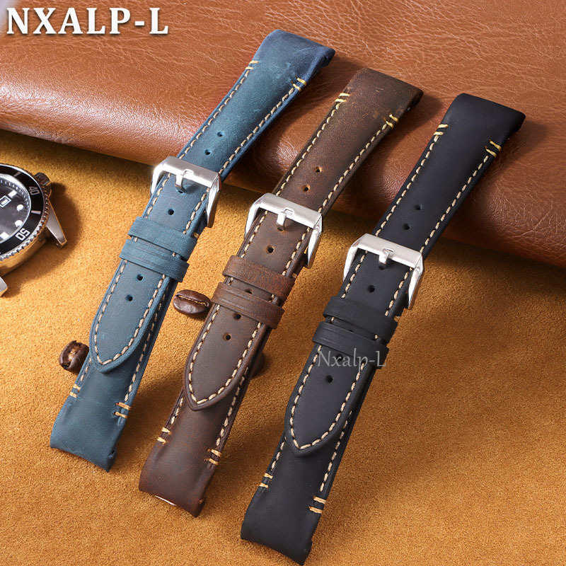カーブエンドブレスレットオイルワックス牛革時計バンド 20  - Luxury Watch Expensive のレビューと価格