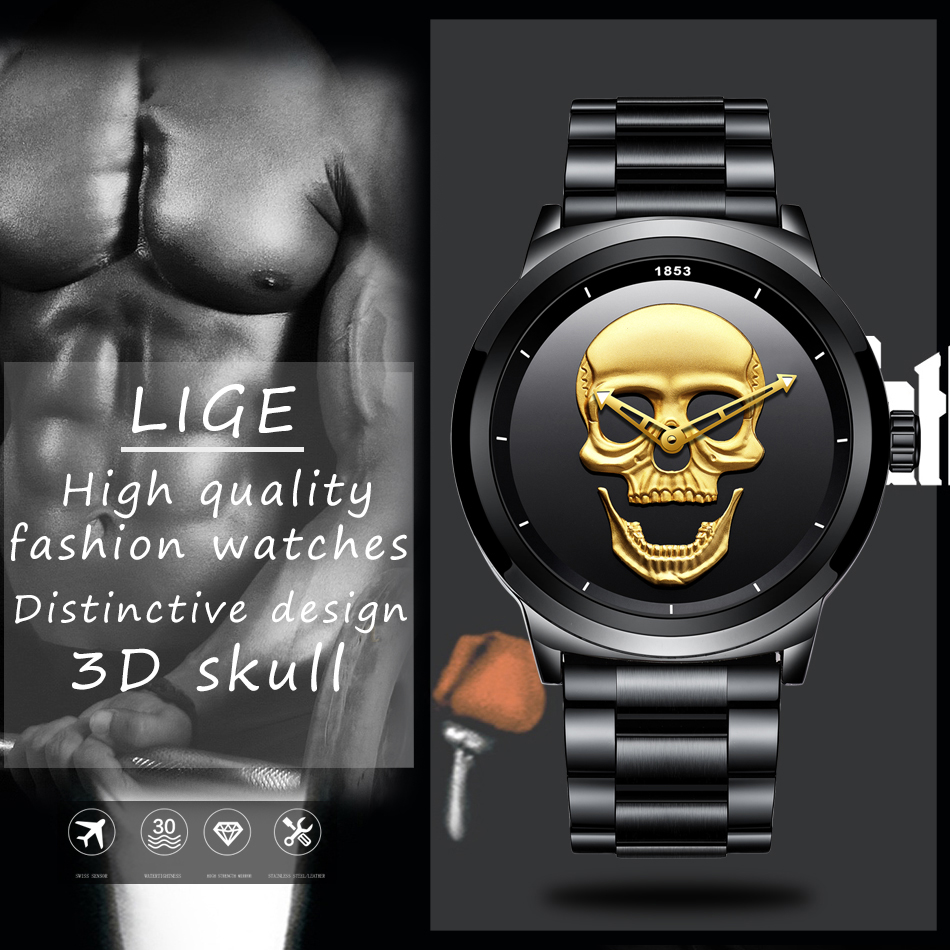 Lige-男性用ステンレススチールスポーツ腕時計,クォーツ時 - Luxury Watch Name のレビューと価格