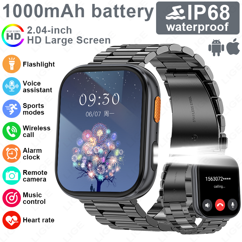 LIGE 新型ミリタリーアウトドア1000mAhスマートウォ - Luxury Watch In The World のレビューと価格