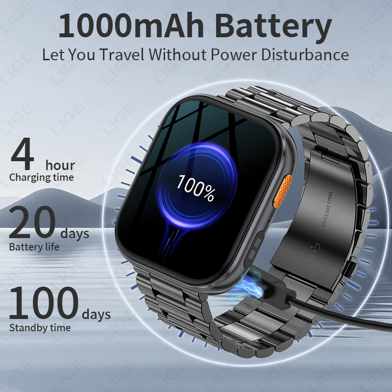 LIGE 新型ミリタリーアウトドア1000mAhスマートウォ - Luxury Watch In The World のレビューと価格