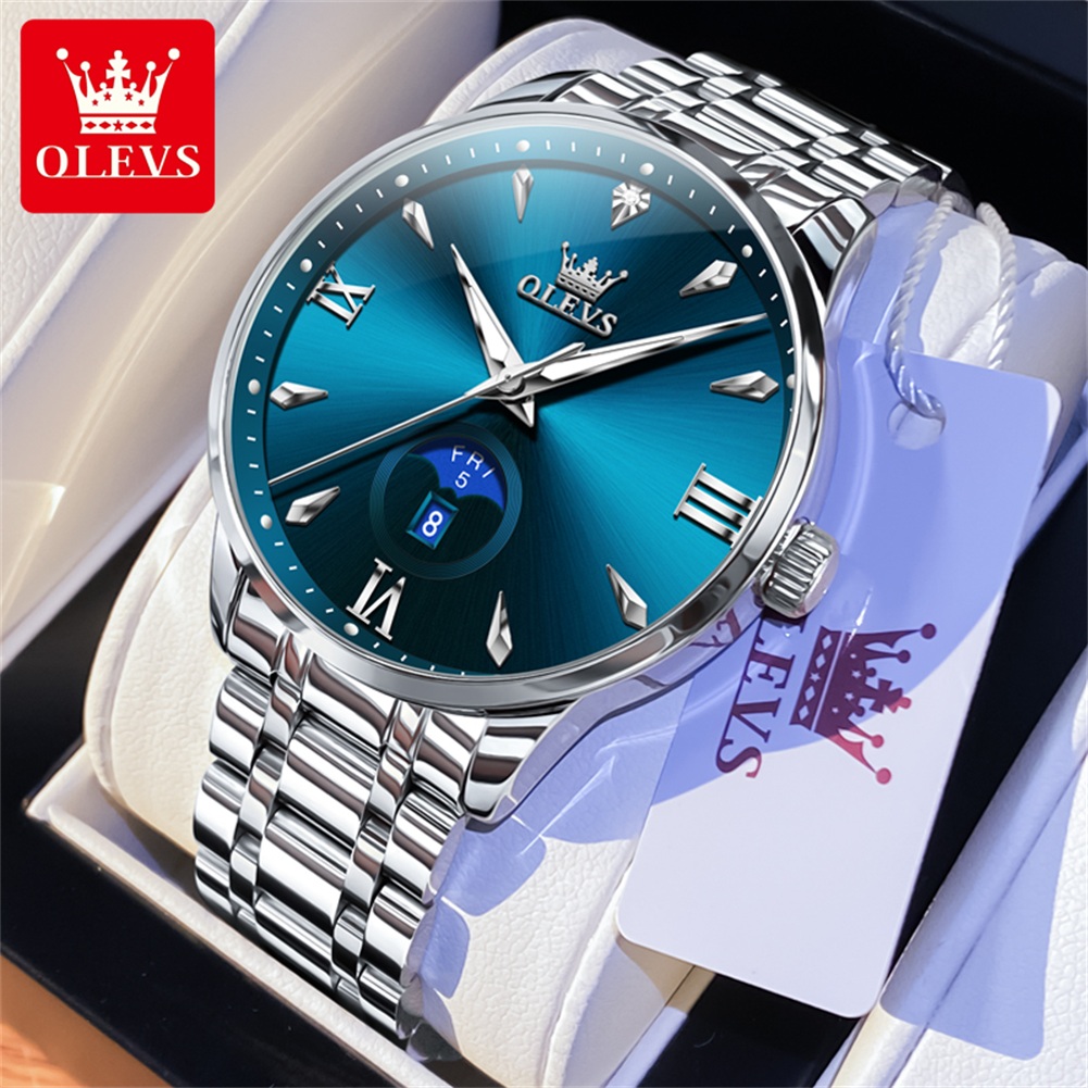 OLEVS ムーンフェイズメンズ腕時計カレンダー 30 メー - Luxury Quartz Watch Brands のレビューと価格