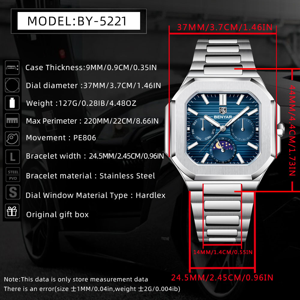 BENYAR 新しい 37 ミリメートルメンズ腕時計トップブ - Luxury Quartz Watch Brands のレビューと価格
