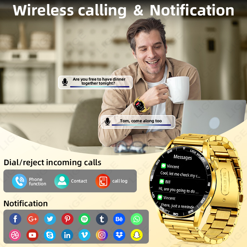 LIGE 高級スマートウォッチ 男女兼用 BT通話対応 メン - Luxury Watch In The World のレビューと価格