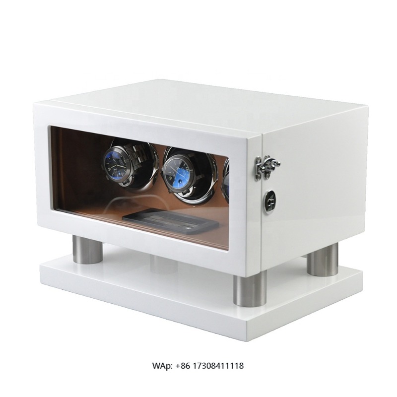 ホワイトブラウンレザーコントローラー ジャイロオービット 2 - Luxury Watch Winder Box のレビューと価格