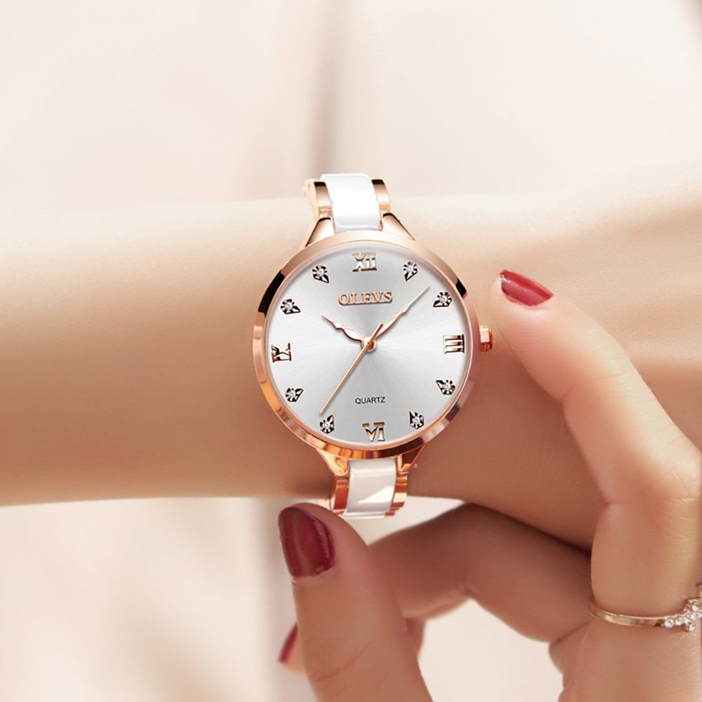 OLEVS セラミックドレス女性腕時計高級ローズゴールドレデ - Luxury Watch In Japan のレビューと価格