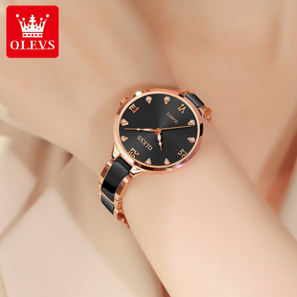 OLEVS セラミックドレス女性腕時計高級ローズゴールドレデ - Luxury Watch In Japan のレビューと価格