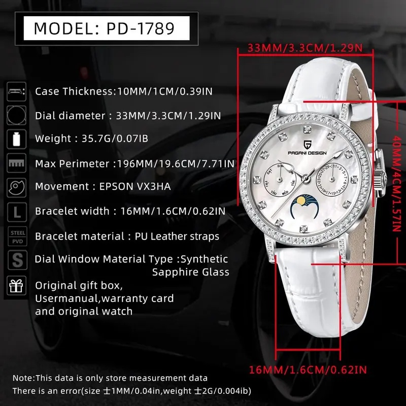 新作パガーニデザイン 女性用クォーツ時計 日本製ムーブメント - Luxury Watch In Japan のレビューと価格