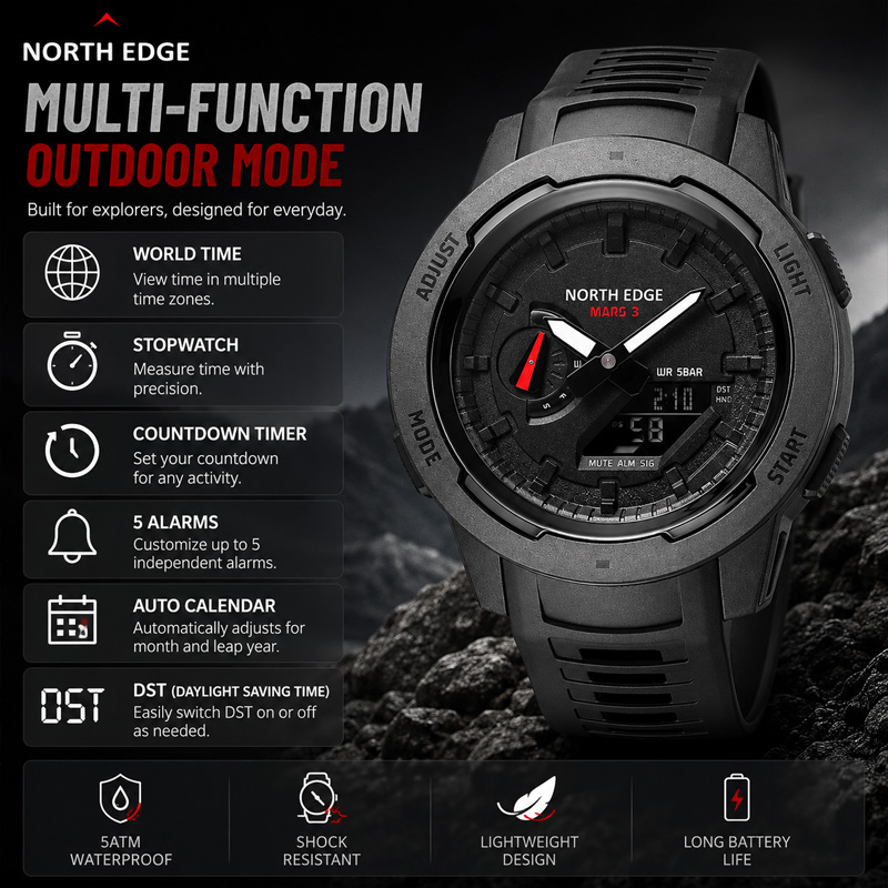 2026 NORTH EDGE Mars 3 メンズデジタル - Luxury Watch In The World のレビューと価格