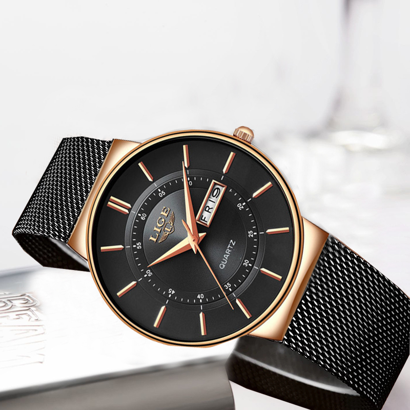 LIGE 女性腕時計高級ブランド超薄型カレンダー週間クォーツ - Luxury Quartz Watch Brands のレビューと価格