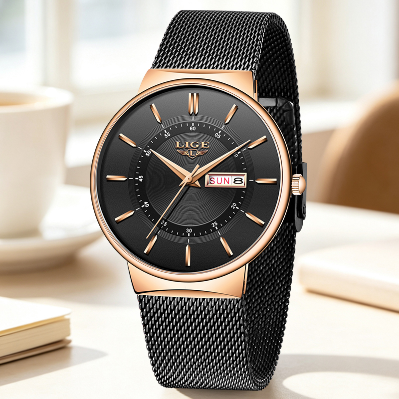 LIGE 女性腕時計高級ブランド超薄型カレンダー週間クォーツ - Luxury Quartz Watch Brands のレビューと価格