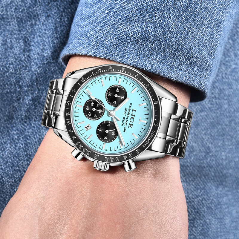 LIGE トップブランドの高級新しいメンズ腕時計クォーツマン - Luxury Watch Name のレビューと価格