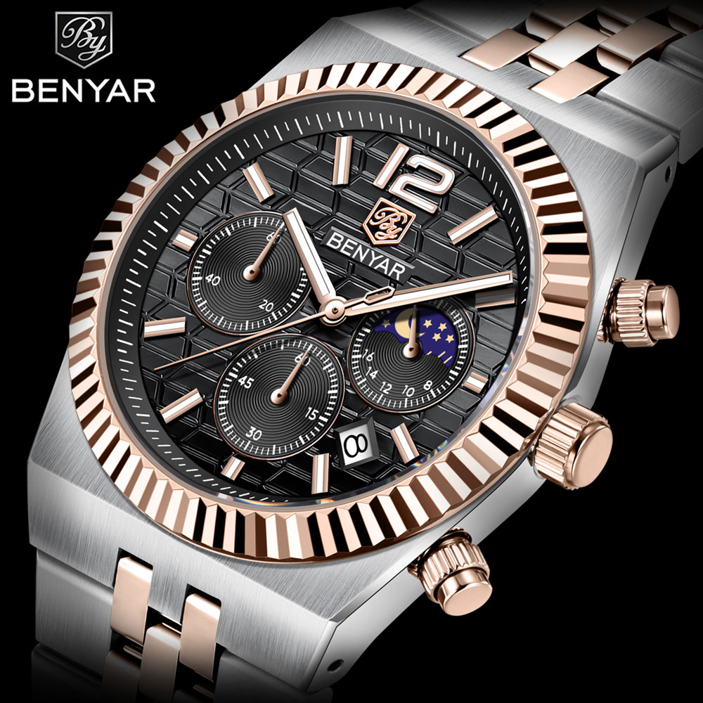 BENYAR クロノグラフ 40 ミリメートルメンズ腕時計ス - Luxury Quartz Watch Brands のレビューと価格