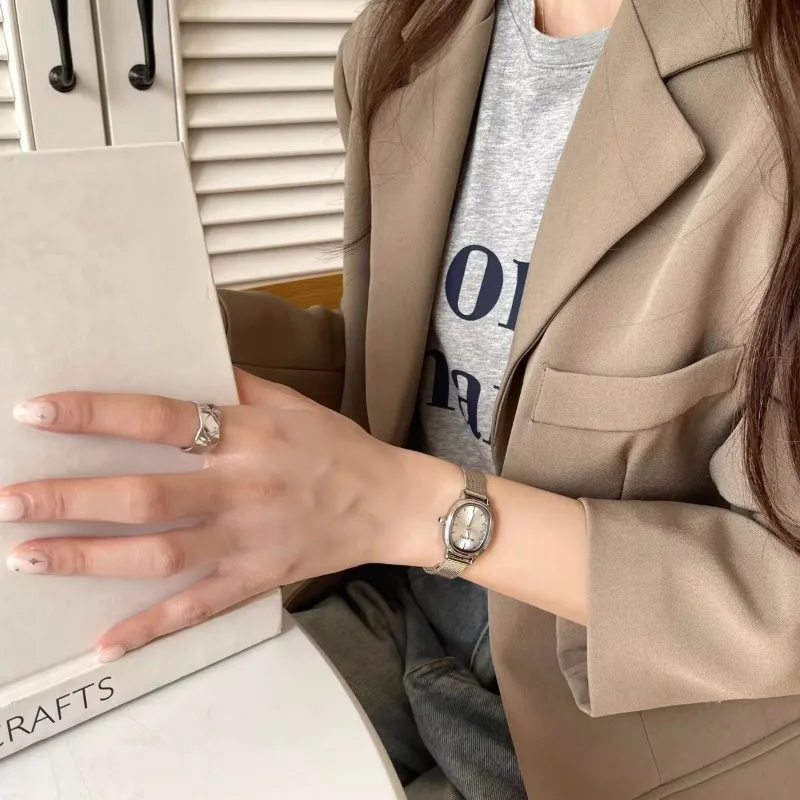 小さなオーバルダイヤルグリーン腕時計シンプルなステンレス鋼レ - Luxury Quartz Watch Brands のレビューと価格