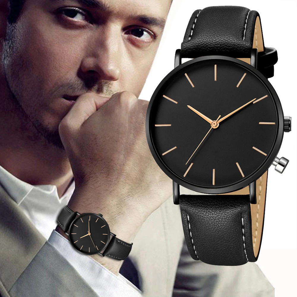シンプルなアナログクォーツメンズ腕時計、高級ブランド、超薄型 - Luxury Watch Name のレビューと価格