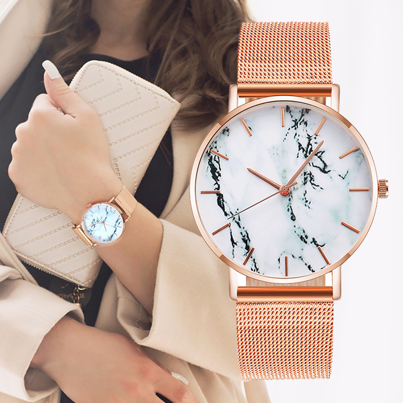 女性のための豪華な大理石の時計,ファッション2020,ピンク - Luxury Watch And Price のレビューと価格